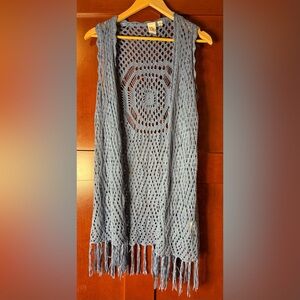 Women’s Boho Blue Crochet Vest Size Small